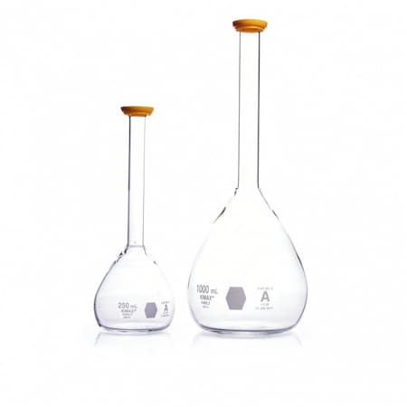 Kimble Chase Volumetric Flasks, Class A, W/Snap Caps,  28012-500