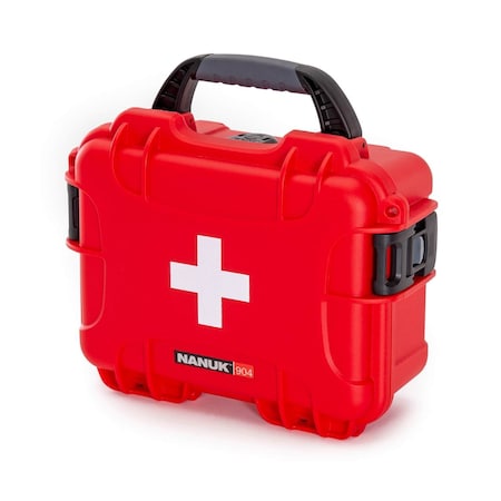 NANUK CASES Case 904 Empty with First Aid Logo, Red 904S-000RD-PA0-FSA01