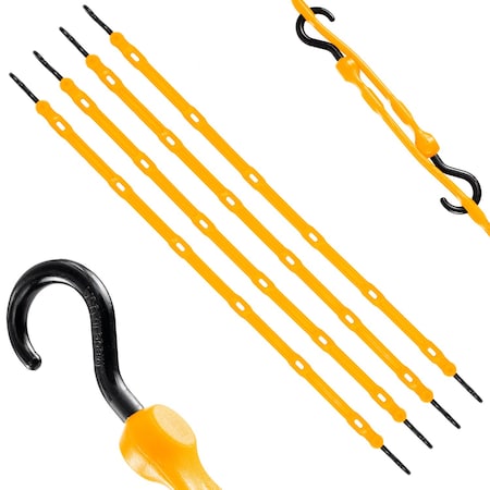 The Perfect Bungee 36 in Heavy Duty Adjustable Poly Strap with Nylon Hooks, Orange, 4-Count AS36NG4PK