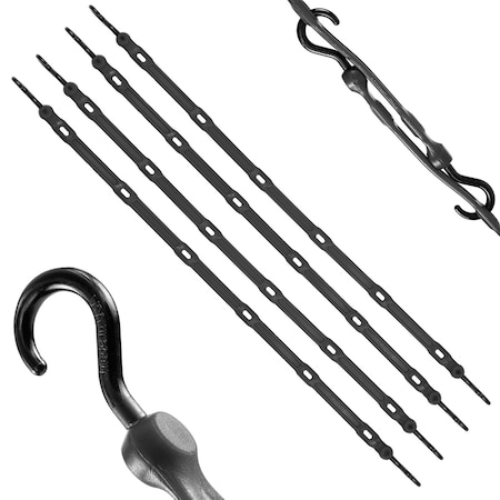 The Perfect Bungee 36 in Heavy Duty Adjustable Poly Strap with Nylon Hooks, Black, 4-Count AS36BK4PK