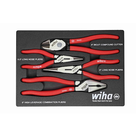 Wiha Classic Grip Pliers and Cutters Tray 4pc 34681