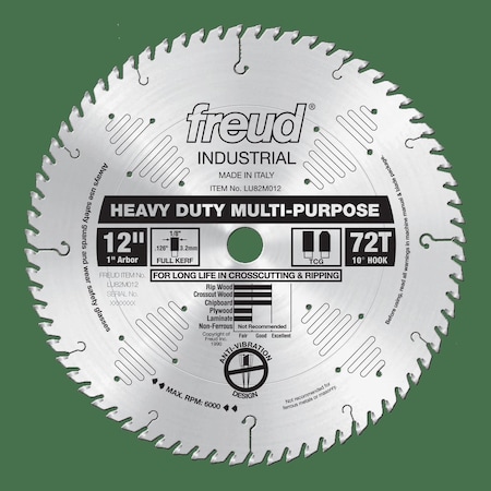 Freud Heavy Duty Multi-Purpose Blade, 12" x 72T LU82M012