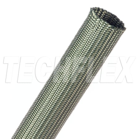 Techflex Braided Cable Sleeve, 1 in Inside Dia., 1-1/8 in Max Bundle Dia., 25 ft, Green NXN1.00GN