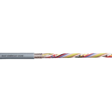 CHAINFLEX Data Cable, PVC, 0.2 in dia, Silver Gray CF240-01-04