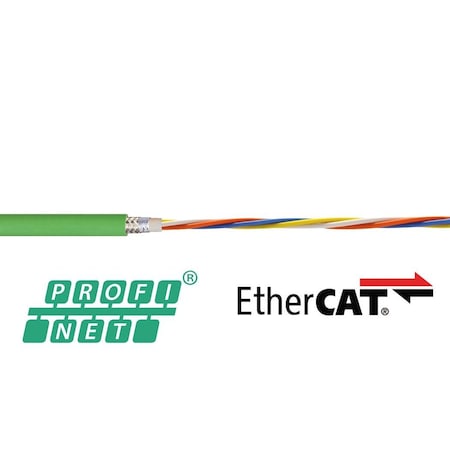Chainflex Bus Cable, Profinet, 22 AWG, Green, 50 V CFBUS-PVC-060