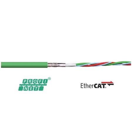 Chainflex Bus Cable, Profinet, 22 AWG, Green, 50 V CFBUS-PUR-060