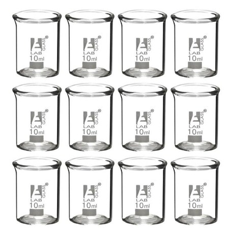 Eisco Scientific Beakers, Pack of 12 - 10mL, Borosilicate Glass, Low form - Eisco Labs BK0102