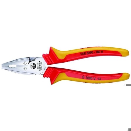 Gedore Ins. Power Combination Pliers, 7-7/8", Jaw Length: 38.5mm VDE 8250-180 H