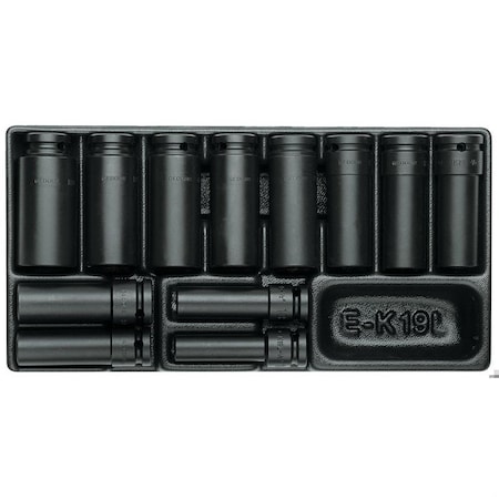 Gedore Set Impact Sockets, 1/2, 1640836 1500 ES-K 19 L