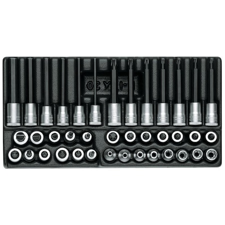 Gedore Screwdriver Bit Socket Set, 3/8", Bit Style: Phillips, Pozi, Hex, Slotted, Torx 1500 ES-ITX 30