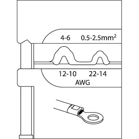 Gedore Module Insert, Non-Insulated Terminals, Capacity: 22 to 14 AWG, 12 to 10 AWG 8140-05
