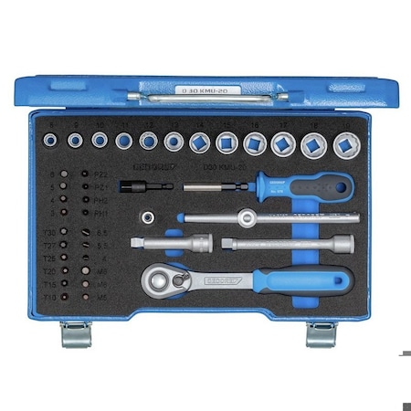 Gedore Socket Set, 3/8", 40 pcs., Hex In-Is-Ph-Pz, 1973347 D 30 KMU-20