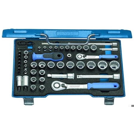 Gedore Socket Set, 3/8" + 1/4, 50 pcs., 2075695 D 30 TX20 U-20