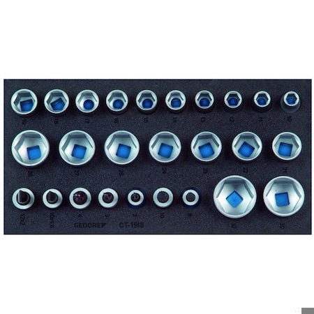 Gedore 1/2" Drive Socket Set, Metric, 24 pcs 1500 CT1-19 IS