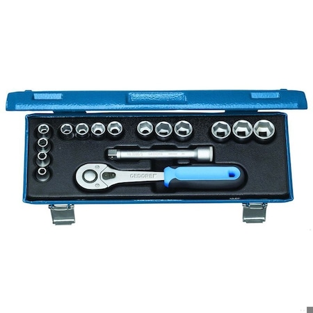 Gedore Socket Set, 3/8", 16 pcs., Hex 6-19mm, 2682885 30 JMU-10