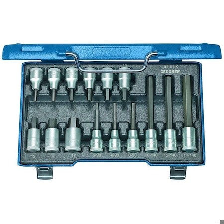 Gedore Screwdriver Bit Socket Set, 1/2", 5-17mm IN 19 LKM