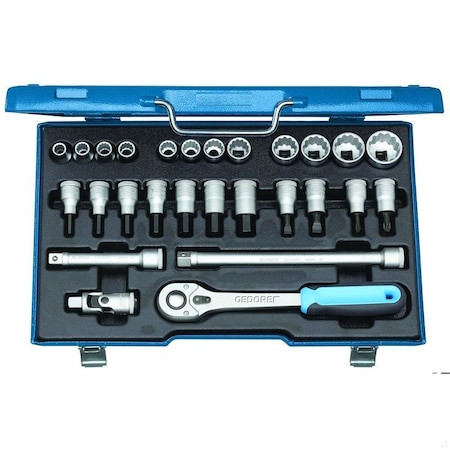 Gedore Socket Set, 1/2", 27 pcs., UD, 10-30mm D 19 IMU-10