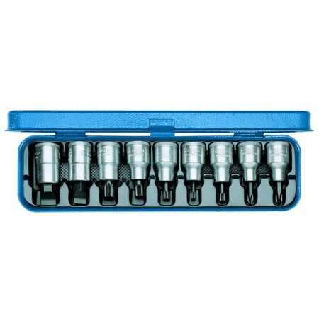 Gedore Screwdriver Bit Socket Set, 1/2", 9 pcs., Measurement Type: Metric INX 19 PM