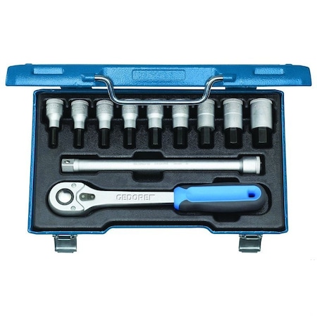 Gedore Screwdriver Bit Socket Set, 1/2", 5-17mm, Number of Pieces: 11 IN 19 Q