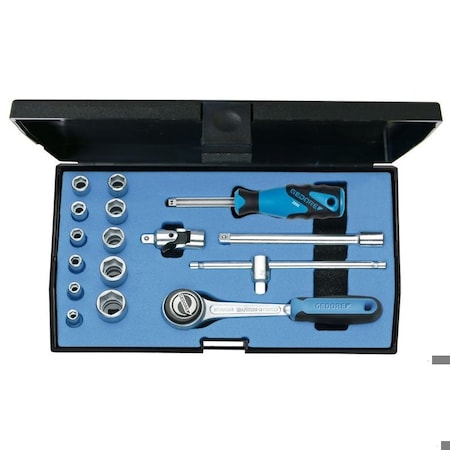 Gedore Socket Set, 1/4", 16 pcs., 4-13mm, 6172290 20 EMU-3