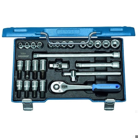 Gedore Socket Set, 3/8", 26 pcs., Hex In-Is-Ph, 6229740 30 IMU-10