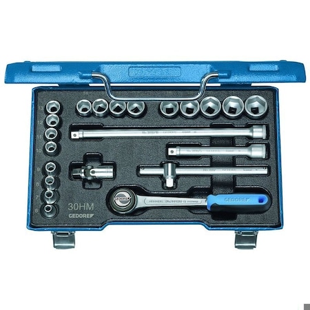 Gedore Socket Set, 3/8", 22 pcs., Hex 6-22mm, 6238300 30 HMU-3