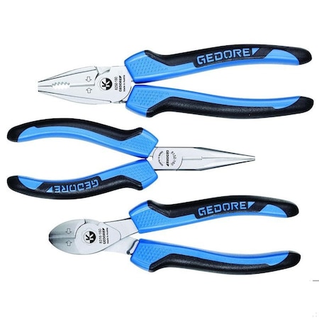 Gedore Pliers Set, 3 pcs., Overall Length: 160mm, 180mm, 160mm S 8003 JC