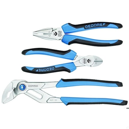 Gedore Pliers Set, 3 pcs., Overall Length: 10", 180mm, 160mm S 8303 JC