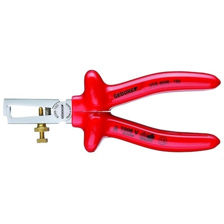 Gedore Ins Stripping Plies, 6-1/4", AWG 18-10, Handle Type: VDE Dipped VDE 8098-160