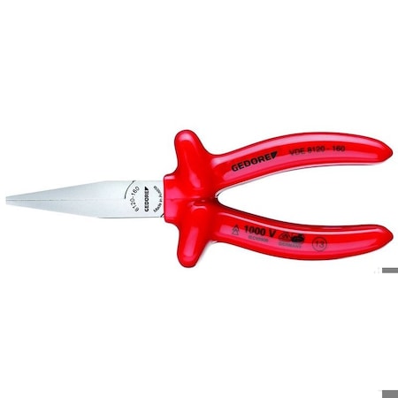 Gedore Insulated Flat Nose Pliers, 6-1/4", Overall Length: 160mm VDE 8120-160