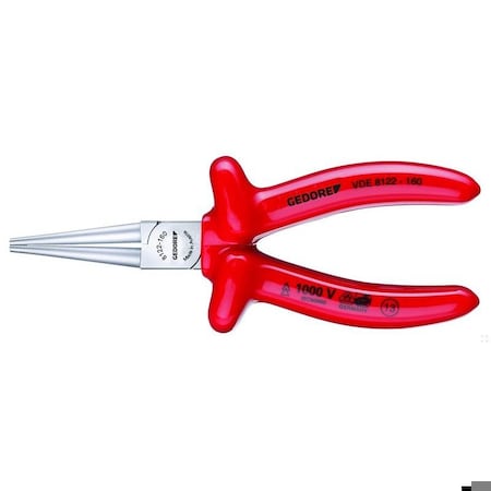 Gedore Insulated Round Nose Pliers, 6-1/4", Handle Type: VDE Dipped Insulation VDE 8122-160