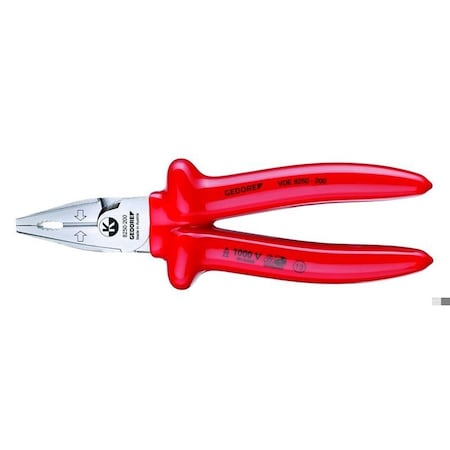 Gedore Ins. Power Combination Pliers, 7-7/8" VDE 8250-200