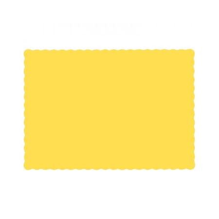 Hoffmaster 10" x 14" Scalloped Sun Yellow Paper Placemats, PK1000 310553