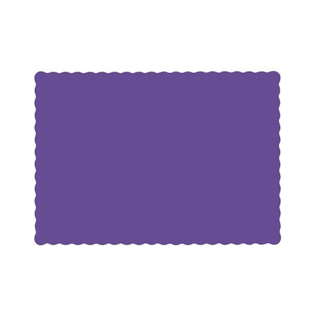Hoffmaster 10" x 14" Scalloped Purple Paper Placemats, PK1000 310557