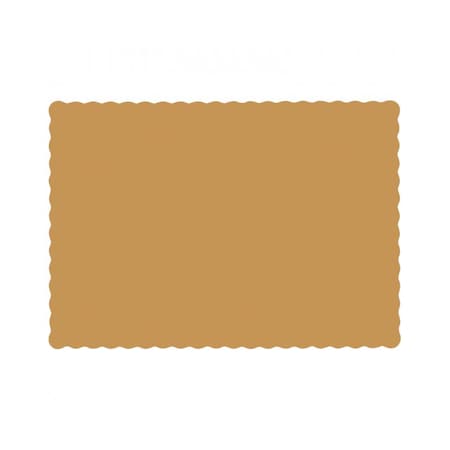 Hoffmaster 10" x 14" Scalloped Glittering Gold Paper Placemats, PK1000 310560