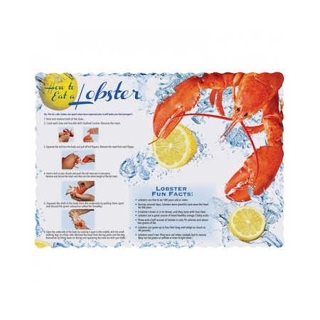 Hoffmaster 10" x 14" Scalloped Lobster Facts Paper Placemats, PK1000 311128