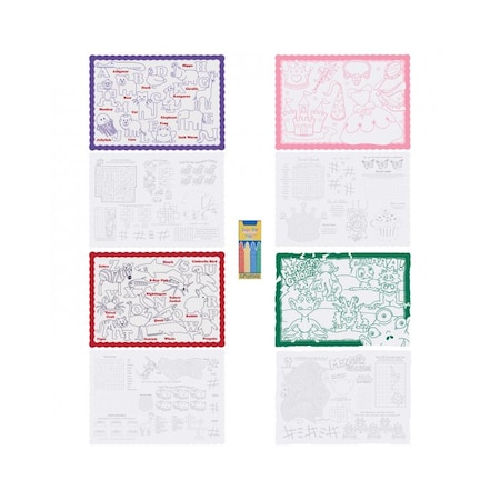 Hoffmaster 10" x 14" Kids Placemats and Crayons Combo Pack, PK50 326190