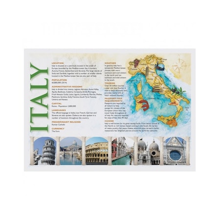 Hoffmaster Placemat, Map of Italy, PK1000 PP112