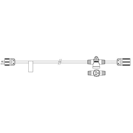 Ericson SJTW; Stringer Extension Cord, 14 AWG, Indoor, 14/3, 2 Outlets, 5-15C, Black, 5-15P, 50 ft PS14350-1