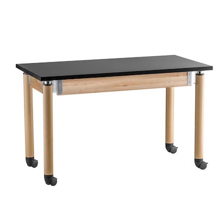 National Public Seating Rectangle Height Adjust Science Lab Table W/Oak Ca, 24" X 60" X 27-42", Solid Phenolic Resin Top SLT5-2460PC