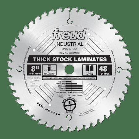 Freud Thick-Stock Laminate Blade, 8" x 48T LU92M008