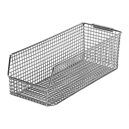 Quantum Storage Systems Hang & Stack Storage Bin, Wire, Chrome, 5 in H, 5-1/2 in W, 10-3/4 in L QMB534C