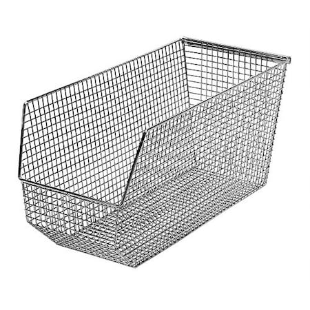 Quantum Storage Systems Hang & Stack Storage Bin, Wire, Chrome, 10-1/4 in H, 11 in W, 18-1/2 in L QMB565C