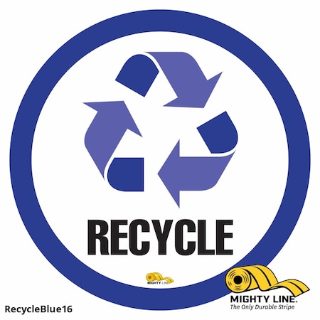 Mighty Line Recycle Blue Floor Sign, Floor Marking S, RECYCLEBLUE16 RECYCLEBLUE16