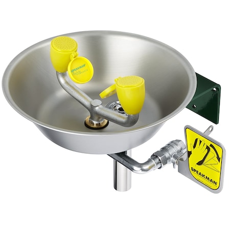 Speakman Eye/Face Wash Station, Wall Mount, Wall Mounted, 11.5 H., 14.875 W SE-490