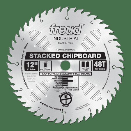 Freud Heavy Duty Stacked Chipboard Blade, 12 LU81M012