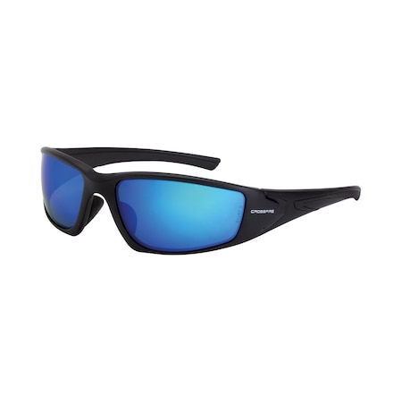 Crossfire RPG, Safety Glasses, Anti-Scratch, Blue Mirror POL Lens, Matte Black Frame, Full-Frame, Polarized 23226
