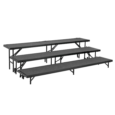 National Public Seating Tapered Standing Choral Riser, 3 Level, Grey Carpet RT3LC-02