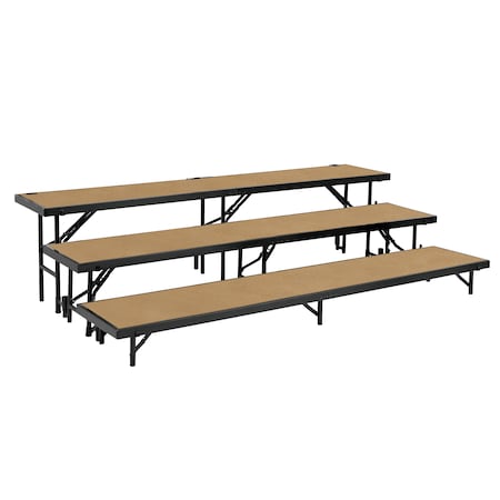 NATIONAL PUBLIC SEATING Tapered Standing Choral Riser, 3 Level, Hardboard Floor RT3LHB