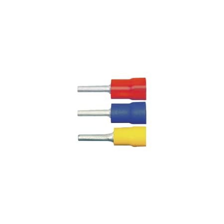 Quickcable Pin Terminal, 0.075 in Stud Size, 18 AWG, 600 V, PVC Insulated, Red, 25 PK 160175-025